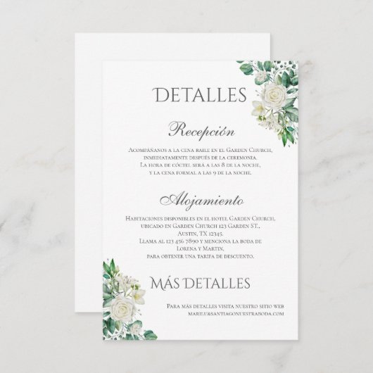 セージグリーン結婚フローラのスペインの詳細 サンキューカード (正面/裏面)