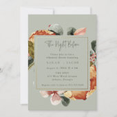 セージグリーン結婚フローラのリハーサルディナー 招待状 (正面)