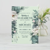 セージグリーン結婚フローラバラソフトグリーナリーカラー 招待状 (スタンド正面)
