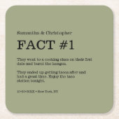 セージグリーン結婚ホワイトの事実 スクエアペーパーコースター (正面)