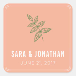 セージグリーン結婚リーフ スクエアシール