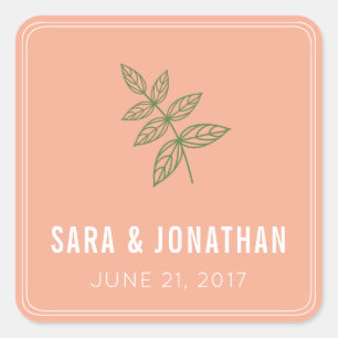 セージグリーン結婚リーフ スクエアシール