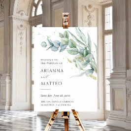 セージグリーン結婚リー予算の歓迎サイン ポスター