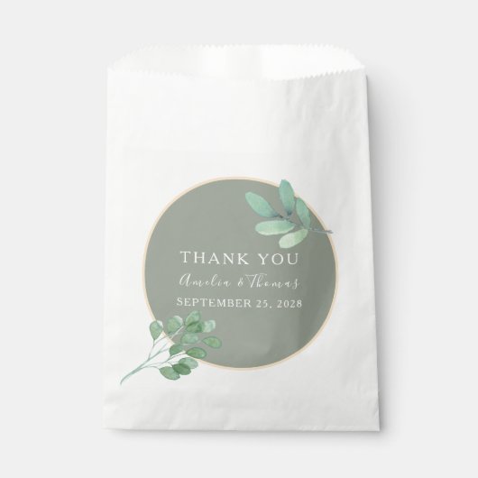 セージグリーン結婚式の引き出物バッグウィズグリーンリー フェイバーバッグ (正面)