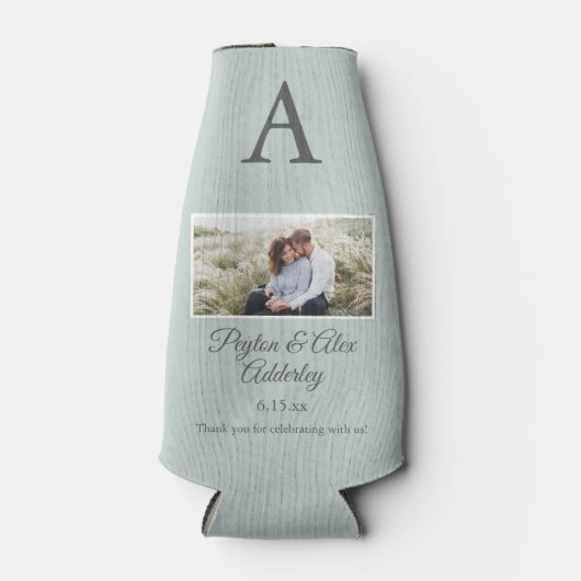 セージグリーン結婚式の引き出物フォトボトル ボトルクーラー (正面)
