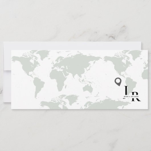 セージグリーン結婚式招待状ボーディングパスチケット 招待状 (裏面)