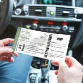 セージグリーン結婚式招待状ボーディングパスチケット 招待状