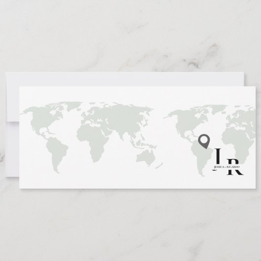 セージグリーン結婚式招待状ボーディングパスチケット 招待状 (裏面)