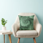 セージグリーン絞り染めスターバストスパイラルレトロ クッション (椅子)