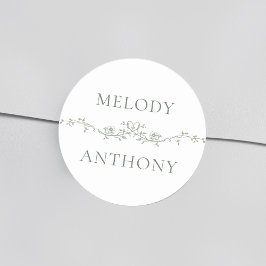 セージグリーン縁どフローラエレガントウェディング ラウンドシール
