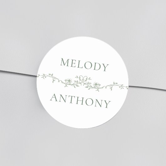 セージグリーン縁どフローラエレガントウェディング ラウンドシール