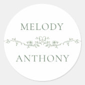 セージグリーン縁どフローラエレガントウェディング ラウンドシール (正面)