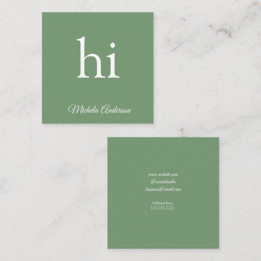 セージグリーン美容師の名前連絡Webサイト スクエア名刺 (正面/裏面)