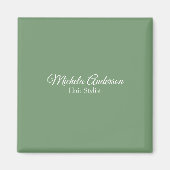 セージグリーン美容師の名前連絡Webサイト マグネット (正面)