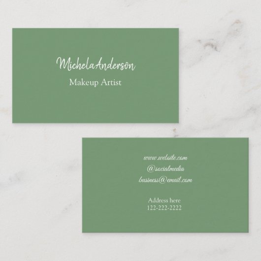 セージグリーン美容師の名前連絡Webサイト 名刺 (正面/裏面)