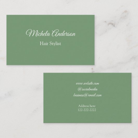 セージグリーン美容師の名前連絡Webサイト 名刺 (正面/裏面)