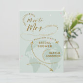 セージグリーン花びら旅行へミセスブライダルシャワー 招待状 (スタンド正面)