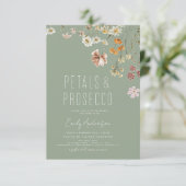 セージグリーン花びら&プロセッコブライダルシャワー 招待状 (スタンド正面)