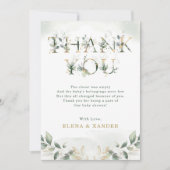 セージグリーン葉金ゴールドベビーシャワーサンキューカード 招待状 (正面)