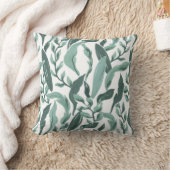 セージグリーン葉 クッション (ブランケット)