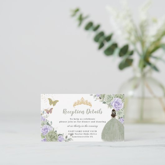 セージグリーン薄紫フローラキンセアニラ披露宴 エンクロージャーカード (スタンド正面)