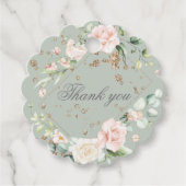 セージグリーン赤面ウォーターカラーフローラ結婚式の引き出物T フェイバータグ (正面)