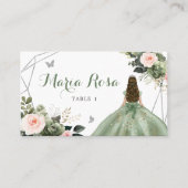 セージグリーン赤面ガールスウィート16th誕生日 プレイスカード (正面)