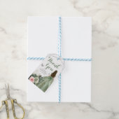 セージグリーン赤面ジオメトリックキンセニェラありがとう ギフトタグ (より糸付き)