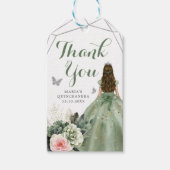 セージグリーン赤面ジオメトリックキンセニェラありがとう ギフトタグ (正面)