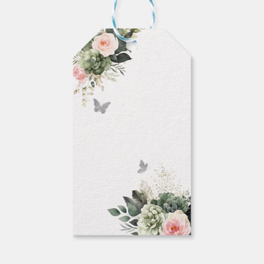 セージグリーン赤面ジオメトリックキンセニェラありがとう ギフトタグ (裏面)