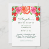 セージグリーン赤面ピンクピーチ牡丹ブライダルブランチ 招待状 (正面)