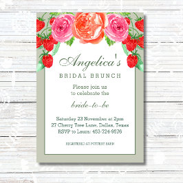 セージグリーン赤面ピンクピーチ牡丹ブライダルブランチ 招待状