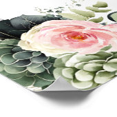 セージグリーン赤面ピンクフローラキンセアニェラウェルカム ポスター (角)