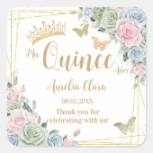 セージグリーン赤面ピンクフローラバタフライキンセアニェラ スクエアシール (正面)