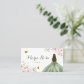 セージグリーン赤面ピンクフローラプリンセスキンセアニラ プレイスカード (スタンド正面)