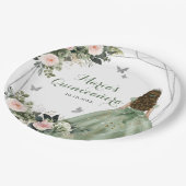 セージグリーン赤面ピンクフローラプリンセスXVアニョス ペーパープレート (アングル)