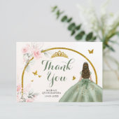 セージグリーン赤面ピンクプリンセスキンセアニェラ サンキューカード (スタンド正面)