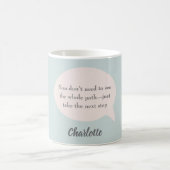 セージグリーン赤面ピンク感動的ゴール引用文 コーヒーマグカップ (中央)