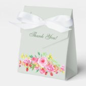 セージグリーン赤面ピンク牡丹ブライダルシャワー フェイバーボックス (正面サイド)