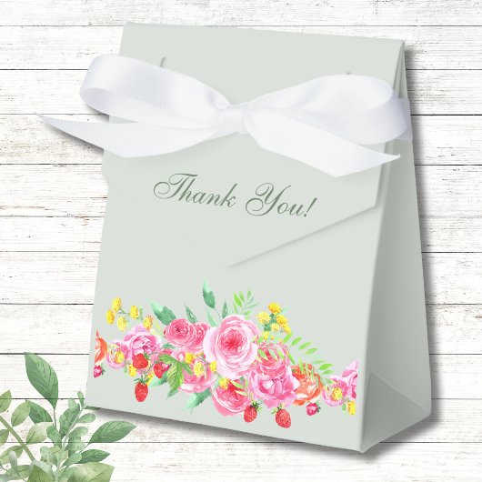 セージグリーン赤面ピンク牡丹ブライダルシャワー フェイバーボックス