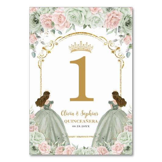 セージグリーン赤面フローラツインズキンセアニェラ誕生日 テーブルナンバー (裏面)