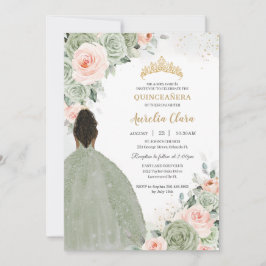 セージグリーン赤面フローラ金ゴールドキンセアニラスウィート16 招待状