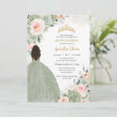 セージグリーン赤面フローラ金ゴールドキンセアニラスウィート16 招待状 (スタンド正面)
