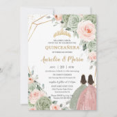 セージグリーン赤面フローラ金ゴールドキンセアニラツインズ 招待状 (正面)