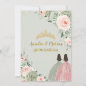 セージグリーン赤面フローラ金ゴールドキンセアニラツインズ 招待状 (裏面)