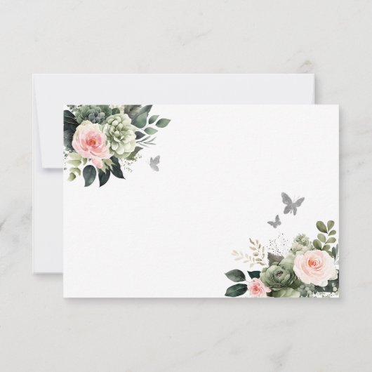 セージグリーン赤面幾何学プリンセスキンセアニラ 出欠カード (裏面)