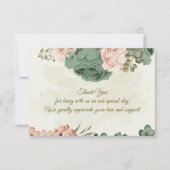 セージグリーン赤面花結婚植物薬 サンキューカード (正面)