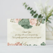 セージグリーン赤面花結婚植物薬 サンキューカード (スタンド正面)