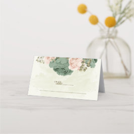 セージグリーン赤面花結婚植物薬 プレイスカード