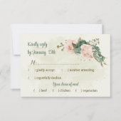 セージグリーン赤面花結婚植物薬 出欠カード (正面)